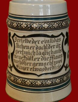 Antiker Bierkrug Keramik , 0,5Liter , Historismus - Gründerzeit , mit Spruch , Höhe 13cm , K6 - Görlitz