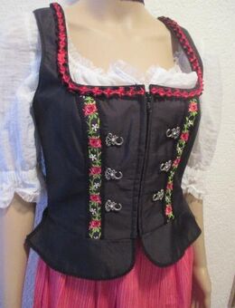NEU * Rosen - Blüten * Nostalgie * Stickerei * Folklore * Boho * Trachten * Volks * Oktoberfest * Mieder * Blusen * Kurz * Corp * Peplum * Top "LANDHAUS NATURALLY" Gr. 34- 36/ XS- S * schwarz * rot * - Riedlingen