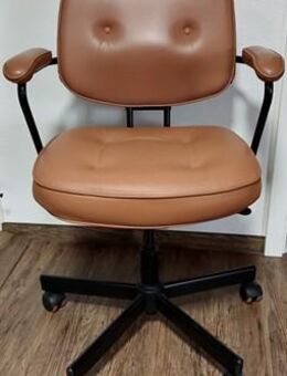 Drehstuhl, Leder, goldbraun, Armlehnen gepolstert, ALEFJÄLL von IKEA - Hessisch Lichtenau