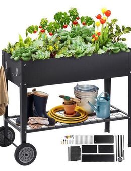 Hochbeet mit Rädern Pflanzkübel Blumenkasten Garten Pflanzkasten Terrassen Gemüserüben Gartenrüben Pflanzrüben Schwarz 108x49,5x80cm verzinktem Set253232 - Wuppertal