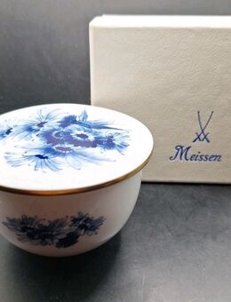 Meißen Porzellan Dose inkl. Deckel Nr. 24823 weiß-blau Blumenmuster 7cm hoch - Essen