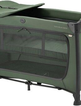Hauck Baby-Reisebett Play N Relax Center, darkgreen, inkl. Neugeboreneneinhang, Wickelmulde, Ausstieg, Räder