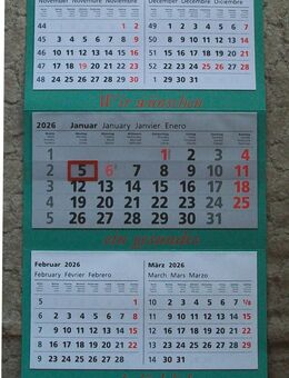 4-Block-Wandplaner Combi 7 mit farbigem Aufdruck 2026 - Körner