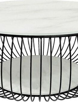 SalesFever Couchtisch Couchtisch im minimalistischen Stil, 10 mm starke Klarglasplatte mit Marmordruck