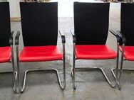 4 Stühle - Nowy Styl - Freischwinger, stapelbar, hohe Rückenlehne aus extra-mesh, Sitzfläche Kunstleder - Erftstadt