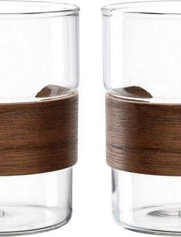LEONARDO Becher NOVO LEGNO, 2er Set, 2-tlg., Glas, Holz, Becher mit Holzspange