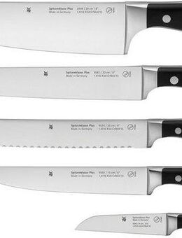 WMF Messer-Set Spitzenklasse Plus (Set, 5-tlg., Kochmesser, Brotmesser, 2x Fleischmesser und Gemüsemesser), Performance Cut, handgeschmiedet, Fingerschutz, Made in Germany