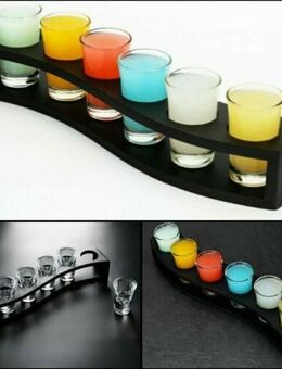 6X Shotgläser 3D Glas 35ml Holztablett Likörglas Schnapsgläser Whiskeyglas mit Holz Halterung 39,90€* - Villingen-Schwenningen