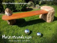Bank, Gartenbank, Sitz-Gelegenheit aus Stein (Quarzit) und Holz - Argenthal