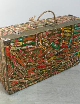 Ihr neuer Reisekoffer ? Mit Zigarren-Banderolen, Vintage lustig shabby Deko 40er Jahre - Sinzig