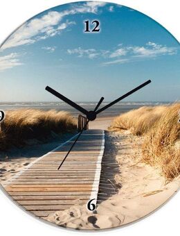 Artland Wanduhr Nordseestrand auf Langeoog - Steg (wahlweise mit Quarz- oder Funkuhrwerk, lautlos ohne Tickgeräusche)