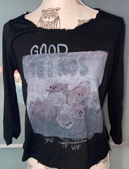Schwarzes Longsleeve mit „Good Things“-Print – Grunge & Streetstyle (Größe XS / 34) - Erfurt
