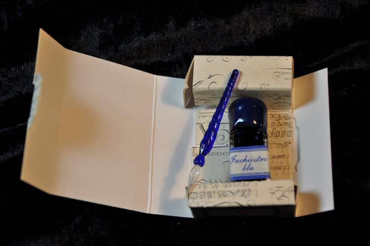 Mini Kalligraphie Glasfeder in blau mit Tinte - Alzenau Alzenau