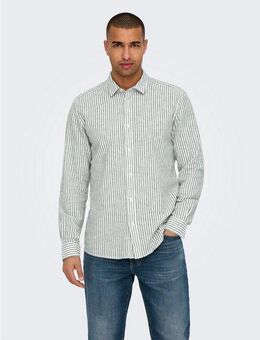 ONLY & SONS Kurzarmhemd ONSCAIDEN LS STRIPE LINEN SHIRT 660 NOOS
