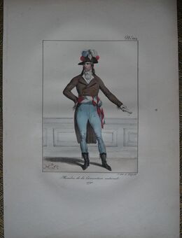 Lithografie - koloriert , Membre de la Convention nationale ., 1793 , Nummer 293 , Frankreich , Blatt 35cm x 25cm , M33 - Görlitz