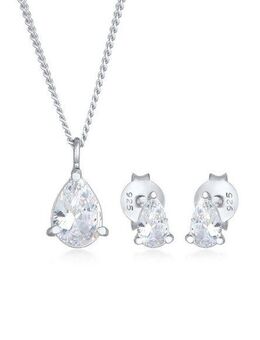 Elli Schmuckset Kette Ohrstecker Tropfen Zirkonia Set 925 Silber