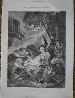 Grafik : Ecole francais - Carle van Loo , La naissance du christ ., Blattgröße 30cm x 22cm , M39 - Görlitz