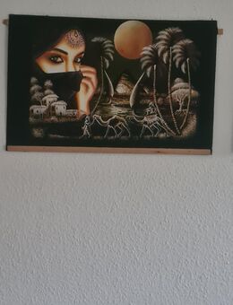 Bild " Beduinische Frau im Sonnenuntergang "auf Stoff Maße 70 cm x 45 cm - Leipzig