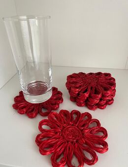 Untersetzer rot 6er Set (Abaca Hanf) - Stuttgart