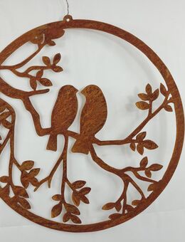 Dekoring Vögel auf Ast Edelrost Wandbild Türdeko - Kraftisried