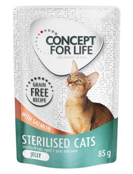 Sparpaket Concept for Life getreidefrei 48 x 85 g - Sterilised Cats Lachs - in Gelee