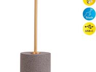 näve Tischleuchte "SETA" grau H: 30 cm, Ein-/Ausschalter, LED fest integriert, Warmweiß, Dimmbar per Berührungssensor,