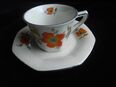 Kaffeegeschirr Victoria Porzellan Mokkatasse Espressotasse Tasse creme mit Blumen-Dekor orange Vintage Retro 5,- in 24944