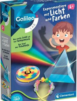 Clementoni® Experimentierkasten Galileo Lab, Experimentiere mit Licht und Farben, Made in Europe
