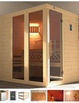 weka Sauna Kemi Panorama, BxTxH: 162 x 193 x 200 cm, 45 mm, 7,5 kW Ofen mit ext. Steuerung