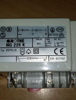 Grothe NG 229K Netzgerät Klingeltransformator 230V 8V~ 8V_- Reiheneinbau - Berlin Marzahn-Hellersdorf