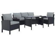 KONIFERA Gartenlounge-Set »Brooklyn«, (Set, 12-tlg., 1x 3er Sofabank, 2 Sessel, Tisch 66x120x74 cm, inkl. Auflagen), Stahl/Polyrattan