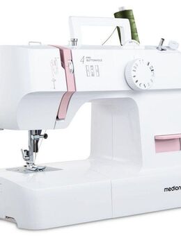 Medion® Nähmaschine SM70 (MD 11179), 12 Stichmuster, Rückwärtstaste, 70 Watt Motorleistung, 12 Programme, einstellbare Stichlänge, 4 Schritte Knopfloch, umfangreiches Zubehör