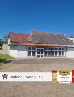 Wohnen mit Geschichte - ehemalige Gaststätte mit Terrasse, Saal & Gästehaus am Teich - Groitzsch