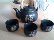 Teekanne und 3 Becher mit chinesischem Muster in Farbe anthrazit - Veitsbronn