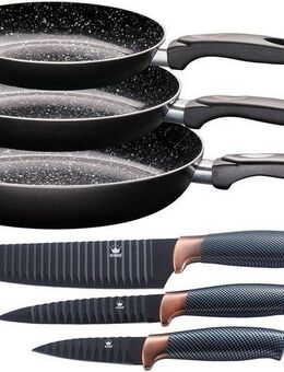 KING Pfannen-Set Küchenstart, Aluminium (Set, 6-tlg., 3 Pfannen, 3 Messer), Induktion, Keramikbeschichtung