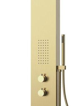 Marwell Duschsäule Essenza gold, Höhe 125 cm, Edelstahl Regendusche, 125x20 cm