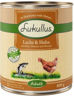 Sparpaket Lukullus Naturkost 24 x 800 g - Adult Lachs & Huhn