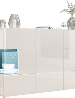 INOSIGN Sideboard Egypt, Kommode, Schrank, Kredenz, Vitrine grifflos, 3 Türen davon 2 mit Glaseinsatz, kompl. Hochglanz lackiert Breite 135