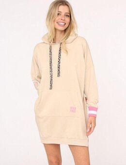 Zwillingsherz Sweatkleid "Wild Free" mit Kapuze, Tasche, Leo-Detail und großer Stickerei hinten