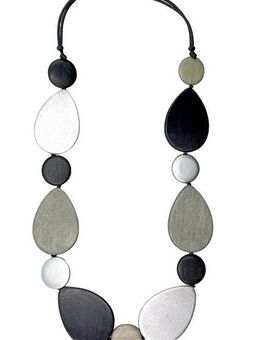 COLLEZIONE ALESSANDRO Lange Kette Iska, Holzelemente in verschiedenen Größen und Formen