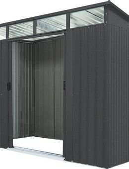 Pergart Gerätehaus Lübeck 86, BxT: 224x181 cm, Metall, mit Pultdach und Lichtband, anthrazit matt