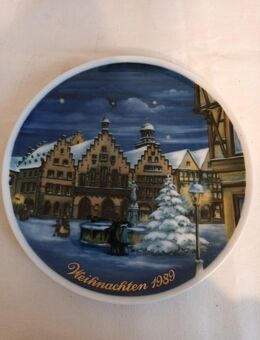 Weihnachtsteller Zierteller Jahrgangsteller Porzellan Kobalt Sammelteller 1989 - Essen