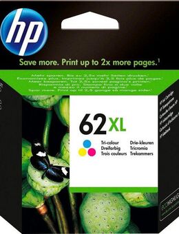 HP 62XL Tintenpatrone (1-tlg., original Druckerpatrone 62 cyan/magenta/yellow XL)