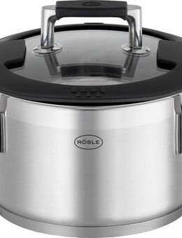 RÖSLE Kochtopf SILENCE PRO, Edelstahl 18/10, Innenskalierung und Schüttrand, spülmaschinen- und induktionsgeeignet