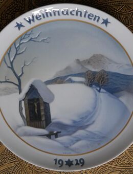Weihnachtsteller - Gebirgsweihnacht 1929 , Entwurf von Heinrich Fink , Wandteller , Durchmesser 21,5cm - Görlitz