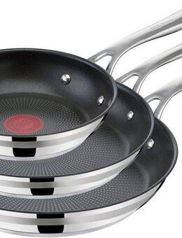 Tefal Pfannen-Set Jamie Oliver Cook Smart für alle Herdarten, Induktion, Thermo-Signal, Edelstahl (Set, 3-tlg., Pfannen 20/24/28 cm), Antihaftversiegelung, besonders lange Lebensdauer. ergonomischer Griff