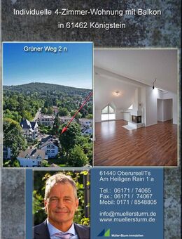 KÖNIGSTEIN/TS.: Großzügige und individuelle 4-ZW mit Balkon und Blick ins Grüne - Königstein (Taunus)