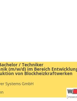 Dipl.-Ing. / Bachelor / Techniker Elektrotechnik (m/w/d) im Bereich Entwicklung und Konstruktion von Blockheizkraftwerken - Wolfhagen