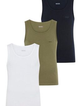 BOSS Tanktop 3P RibClassic BOSS ONE x David Beckham Ton in Ton Stickerei auf der Brust