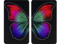 WENKO Herd-Abdeckplatte Universal Modell Butterfly by Night, Glas, Kunststoff, (Set, 2 tlg), Herdabdeckung für alle Herdarten, kratzfest, mit rutschfesten Füßen